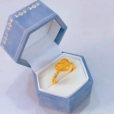 爆款沙金戒指复古设计感女款戒指黄铜镀金时尚轻奢可调节指环手饰 - 3