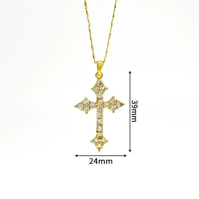 Fade-resistant after bathing ~ S925 sterling silver full-stone cross pendant American hip-hop versatile niche design - 9