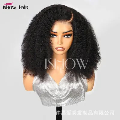 European and American 5*5 Real Human Hair Glueless Wig Cap Kinky Curly Lace Wig Cap Human Hair Wigs