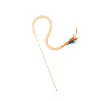 Snake-Shaped Elastic Net Tube with Feather Cat Teaser Wand, Interactive Cat Toy - 5