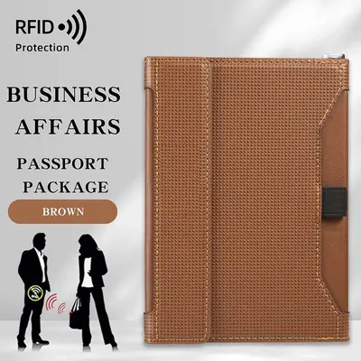 亚马逊皮革证件护照收纳包多功能大容量机票护照套防RFID护照夹 - 11
