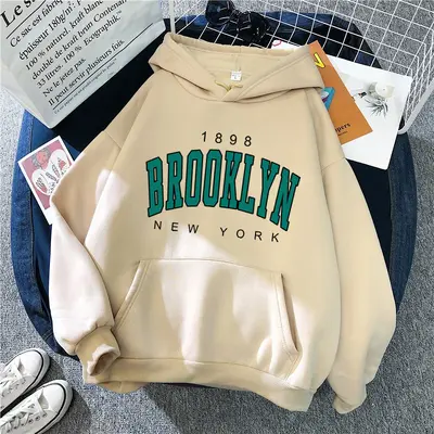 Sonbahar ve Kış Polar gevşek kadın Kazak kazak Sınır Ötesi Sıcak Satış Brooklyn Baskı Çift Kazak tişörtü