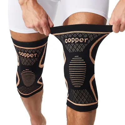 New Copper Ion Knee Sleeve Nylon Knitted Breathable Protective Gear Outdoor Sports Basketball Elastic Anti-Sprain Knee Protection