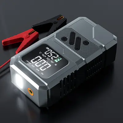 Car Jump Starter Power Bank with Tire Inflator Combo - Portable Vehicle Battery Emergency Booster Pack and Air Pump