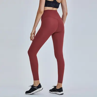 Dikişsiz yüksek belli kadın yoga taytı, çıplak his, kalça kaldırıcı, 7/8 boy