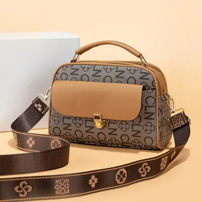 Schlichte große Damen-Schrägumhängetasche, Retro-Stil - 10