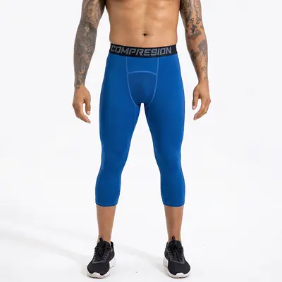 Men's Polyester 3/4 Length Compression Leggings, Quick-Dry Sports - 9