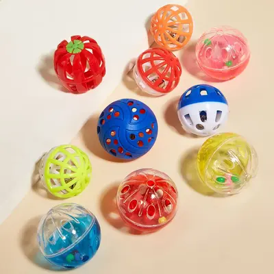 Colorful plastic bell ball mesh cut ball sound funny cat ball pet supplies self-pleasure chewing cat toy