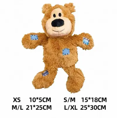 Американский бренд KONG Игрушка для собак Patch Bear для домашних животных, устойчивая к жеванию, верёвочный узел, плюшевая игрушка для прорезывания зубов, снятие скуки, игрушка для щенков от скуки, перетягивание - 8