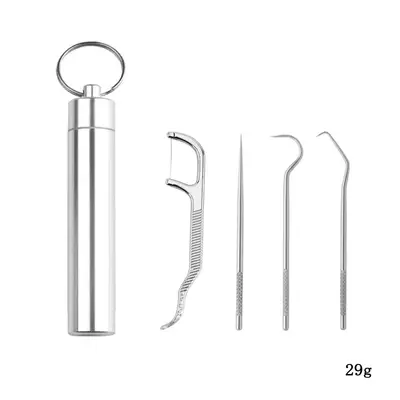 Stainless steel toothpick and interdental hook set, portable teeth cleaner - 9