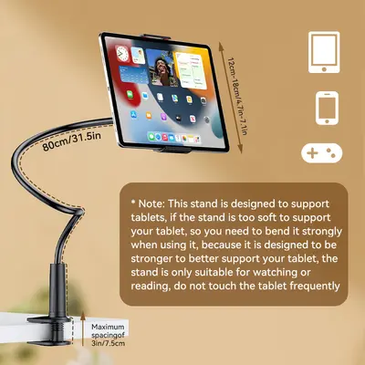 Cep telefonları için tembel stand, yatakta program izlemek için evrensel ayarlanabilir katlanabilir başucu standı, tablet destek standı.