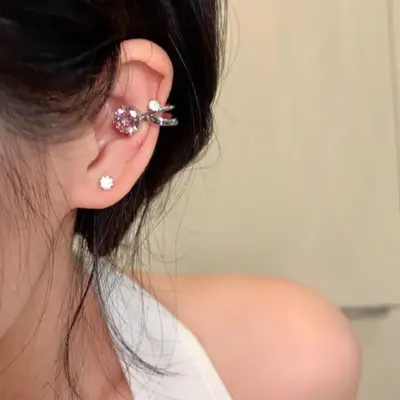 Серьги-клипсы без прокола с цирконами для женщин - 8