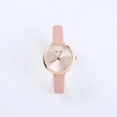 Women's quartz watch with geometric patterned leather strap - 11