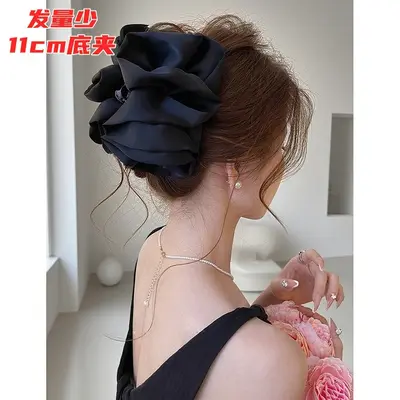 Original satin large cloud-shaped bubble paw claw clip, large shark claw clip for women, for the back of the head, makes the face appear smaller, hair accessory for thick hair. - 9