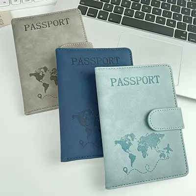 Sınır ötesi nokta deri pasaport koruma seti manyetik toka pu deri pasaport tutucu çok fonksiyonlu belge çantası pasaport çantası