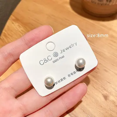 S925 silver pearl stud earrings for women, lightweight luxury - 10