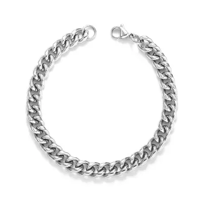 Herren-Edelstahlarmband, Kubanische Gliederkette, farbecht, waschbares Titanstahl