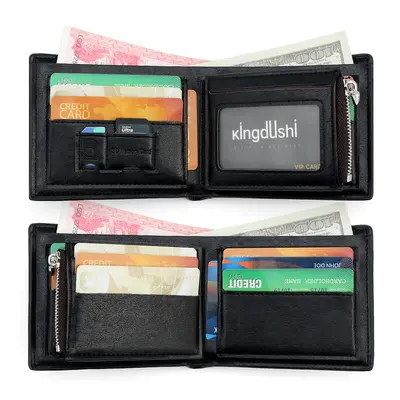 Men's Short Wallet in Crocodile Pattern Leather with Zip Coin Pocket - 2