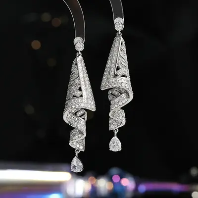 Vintage-Ohrringe geometrisch, 925er Silber, Ethnic-Stil