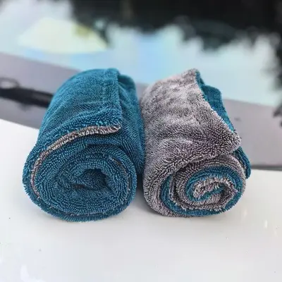 Double-Layer Peacock Blue Braided Car Wash Towel, Highly Absorbent and Lint-Free - 7