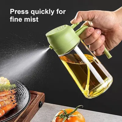 2-in-1 Spray and Pour Oil Bottle, Glass Atomizer