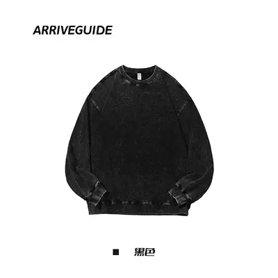 350 gsm 100% Cotton Washed Crew Neck Sweatshirt for Men and Women - 7