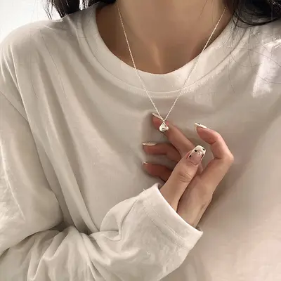 Katı Doudou gümüş kolye kadın üst düzey tasarım niş basit çok yönlü soğuk stil köprücük kemiği zinciri - 7