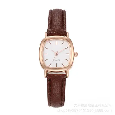 Damen-Quarzuhr quadratisch, Lederarmband - 7
