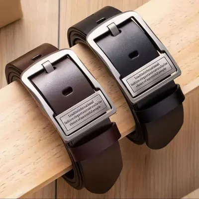 Sınır ötesi erkek hakiki deri pin tokalı kemer retro kemer moda rahat hakiki inek derisi kot kemer üreticisi toptan - 2