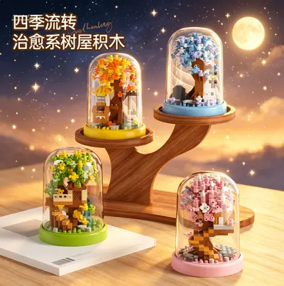 Decorative Tree House Bonsai Dust Cover and Children's Building Block Toy - 3