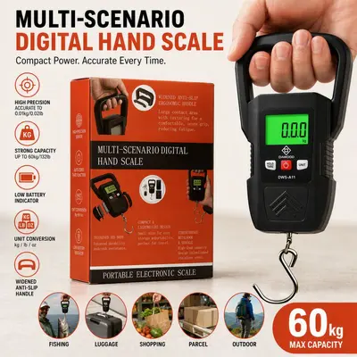 Yeni Ürün 60kg Kargo Tartısı Hassas Bagaj Tartısı Taşınabilir Askılı Tartı Markette Elektronik Tartı İngilizce Sınır Ötesi El Taşıyıcı Tartısı