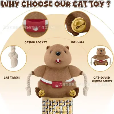 Interactive Cat Wrestling Gloves, Plush Figure Cat Toy - 4