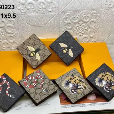 Herren-Geldbörse mit Buchstaben- und Tiermotiv, Münzfach, zweifach faltbar, Modell 60223