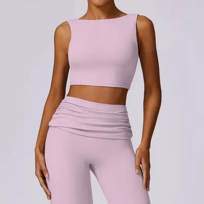 Çıplak yoga yeleği, spor koşu seksi yoga üstü, çabuk kuruyan koşu spor yoga giyim fabrikası - 4