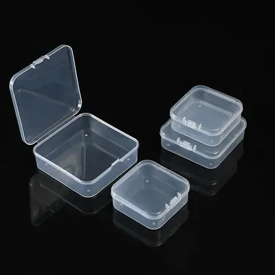 Kare PP plastik kutu dikdörtgen yarı saydam ambalaj kutusu küçük malzeme kapaklı kutu parçaları takı saklama kutusu