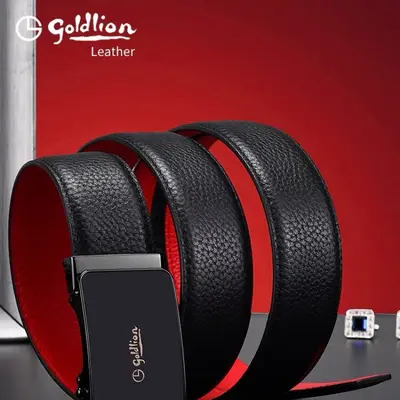 Jinlile men's leather belt automatic buckle cowhide versatile