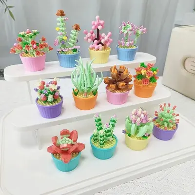 Succulent Potted Plant Model Micro Particle Building Blocks for Kids - 8
