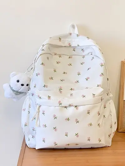 Japanisch inspirierter Rucksack mit Blumenmuster für Mädchen, Schultasche - 5