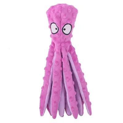 Plush Octopus Squeaky Dog Toy, Chew-Resistant - 10