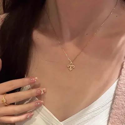 S925 silver peony necklace with zircon, clavicle chain