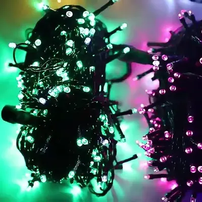 Black Cable Flashing LED String Lights, Waterproof for Outdoor Christmas Use