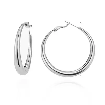 Metal Circle Large Earrings Titanium Alloy - 1