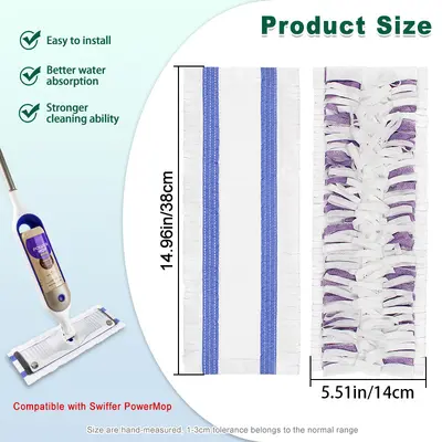 Disposable Mop Pads Compatible with Swiffer PowerMop, Dry and Wet Dual-Use Floor Cleaning Cloths, Absorbent Replacement Pads