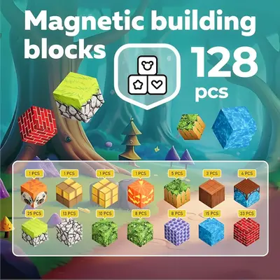 Magnetic Building Block Set, Educational DIY Magnetic Construction Toy for Children - 8