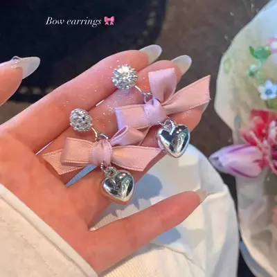 Koreanische Zirkon-Schleifenohrringe für Frauen, leicht luxuriös - 12