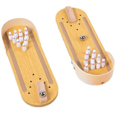 Children's Educational Wooden Mini Bowling Set, Tabletop Game