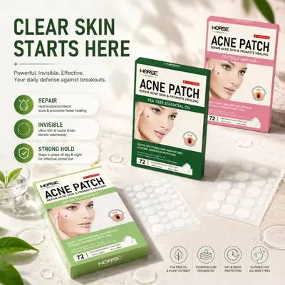 HORSE Invisible Hydrocolloid Pimple Patch, Pus-Absorbing, Repairs Acne Marks and Scars