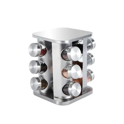 360-degree rotating spice rack, multifunctional stainless steel spice storage shelf, multi-tier spice jar storage set - 10