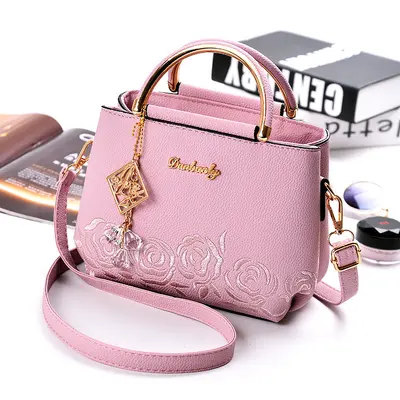 Women's Embroidered Small Handbag, Solid Colour, 2026 Model - 3