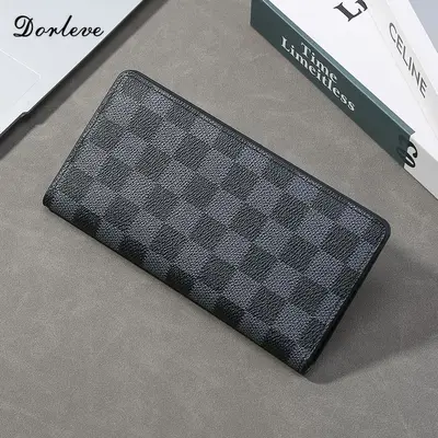 Men's Medium Wallet, Plaid Pattern, Genuine Leather, Multi-Card Slots - 3